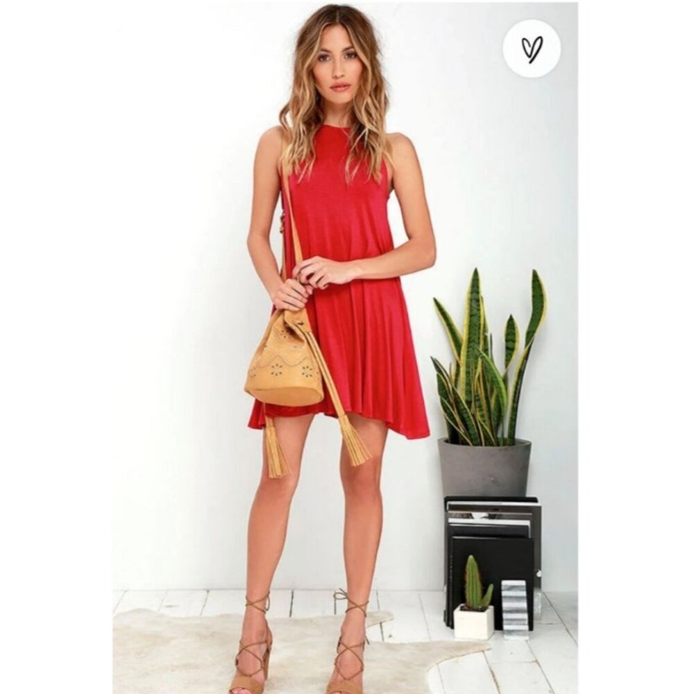 Lulus Tupelo Honey Berry Red Dress Size Small